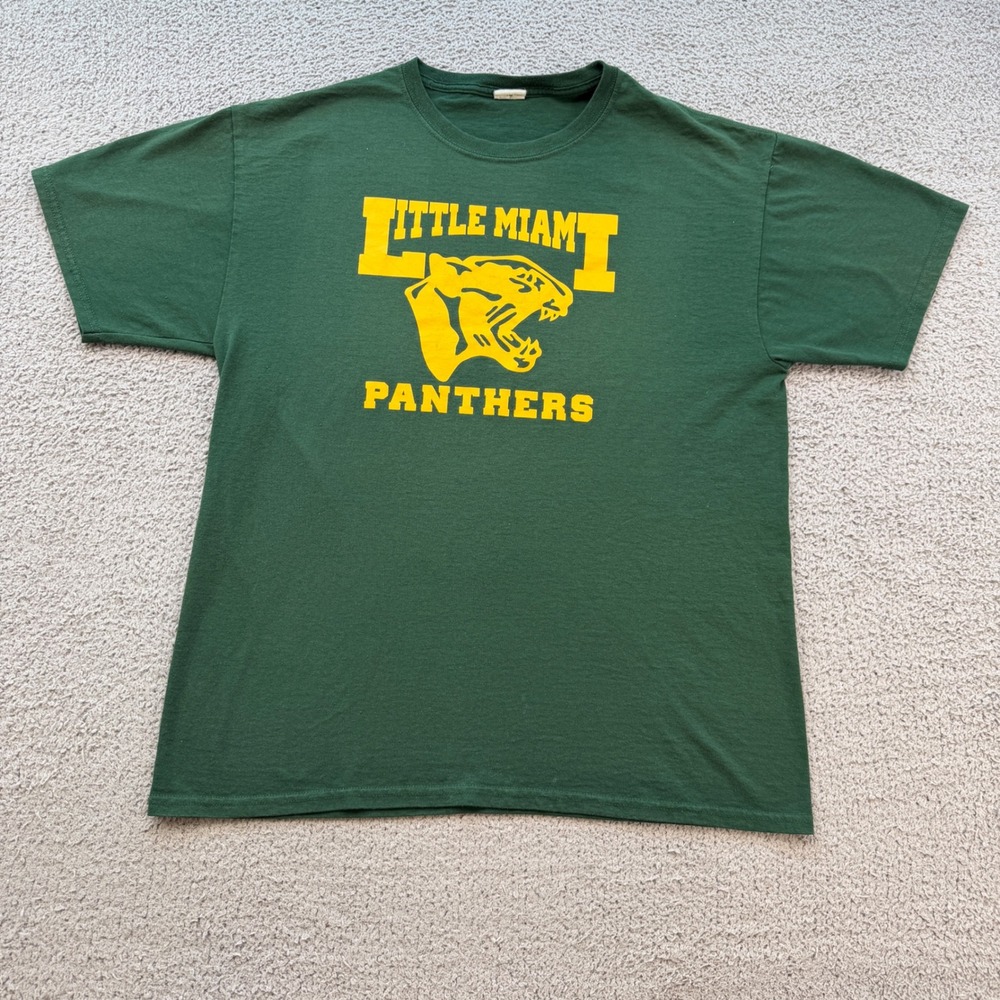 Little Miami Panthers T Shirt Mens L Green Yellow Hiles Graphic Tee Gildan